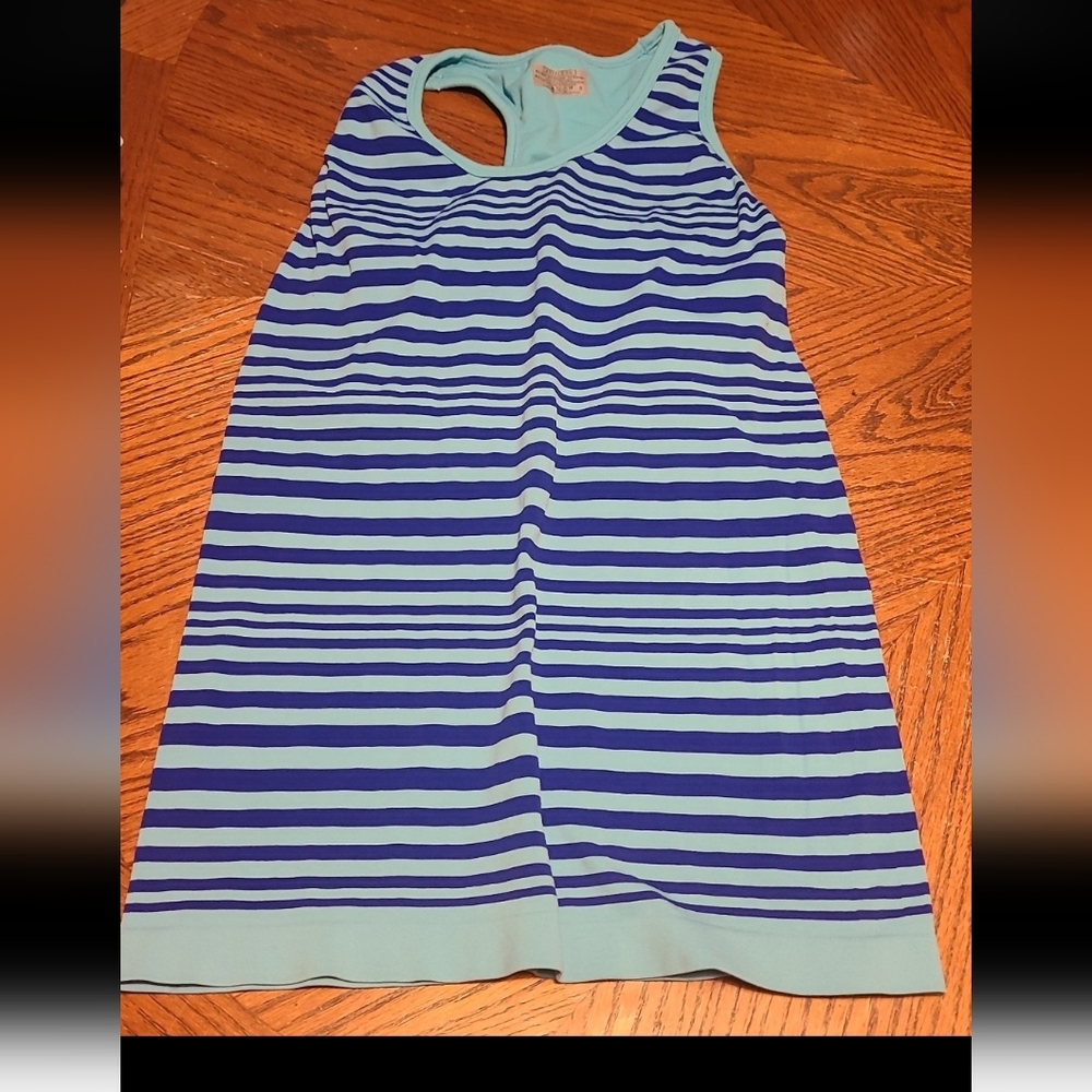 Athleta Blue and Green Striped A-Line Skirt